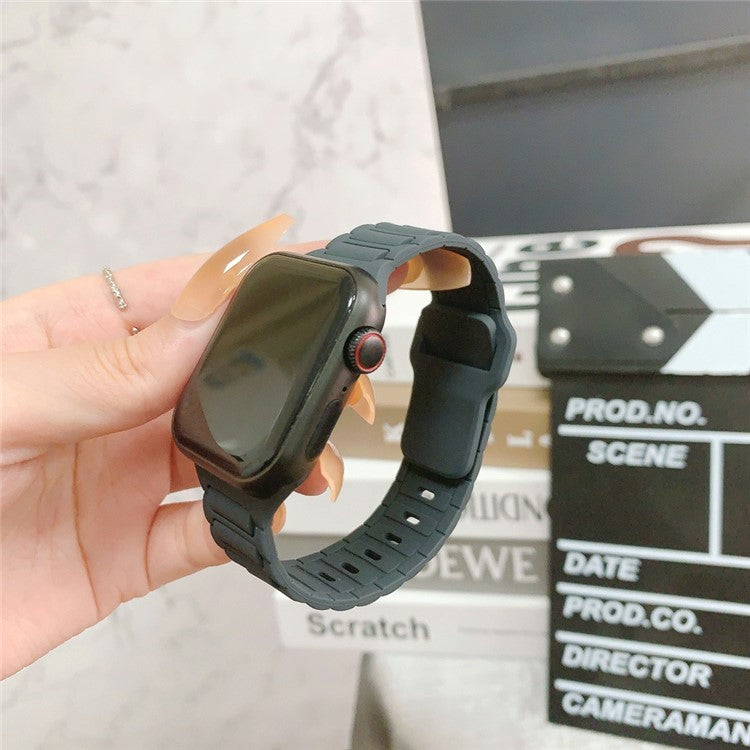 KALEBOL Watch Strap for Apple Watch Series 10 9 8 7 SE 6 5 4 3 2 1 42mm 41mm 40mm 38mm Three Bead Silicone Band - Midnight Blue