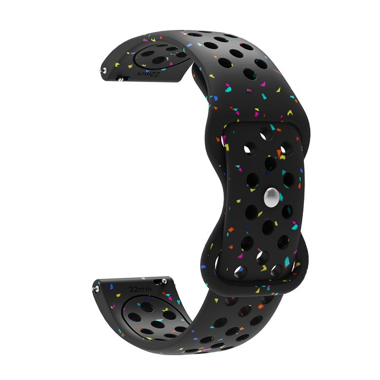 KALEBOL 22mm Silicone Strap for Samsung Galaxy Watch3 45mm / Watch 46mm / Huawei Watch GT 5 / 5 Pro Butterfly Clasp Watch Band - Black