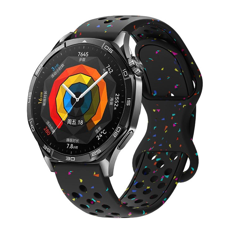 KALEBOL 22mm Silicone Strap for Samsung Galaxy Watch3 45mm / Watch 46mm / Huawei Watch GT 5 / 5 Pro Butterfly Clasp Watch Band - Black