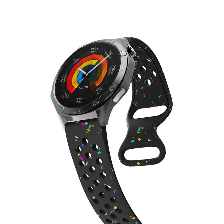 KALEBOL 22mm Silicone Strap for Samsung Galaxy Watch3 45mm / Watch 46mm / Huawei Watch GT 5 / 5 Pro Butterfly Clasp Watch Band - Black