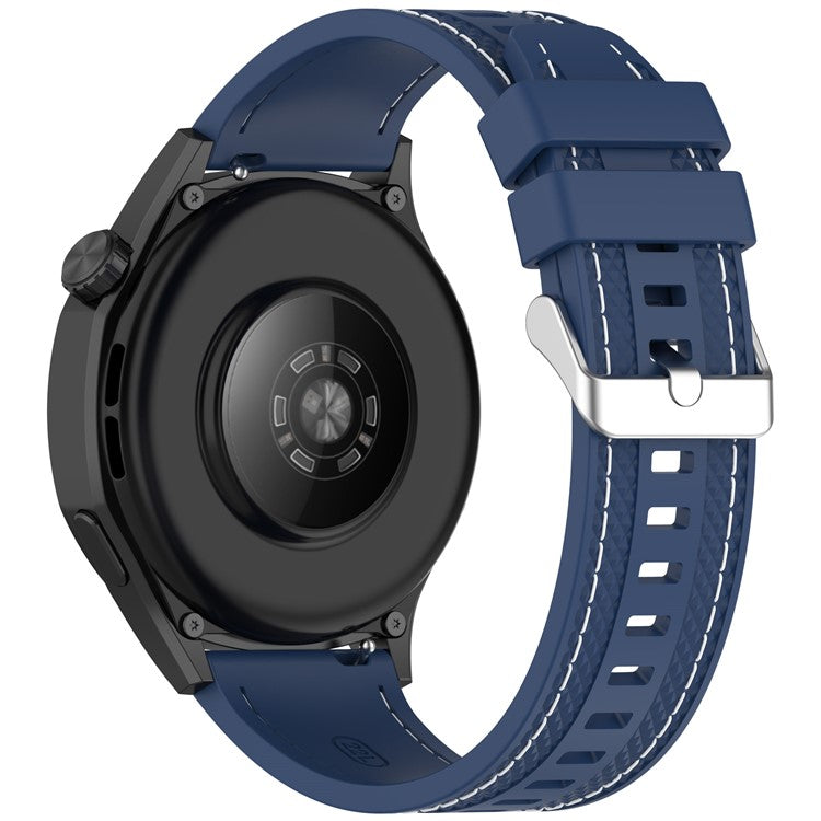 For Huawei Watch GT 5 46mm / GT 4 46mm Silicone Watch Band Stitched Design 22mm Width Wrist Strap - Dark Blue