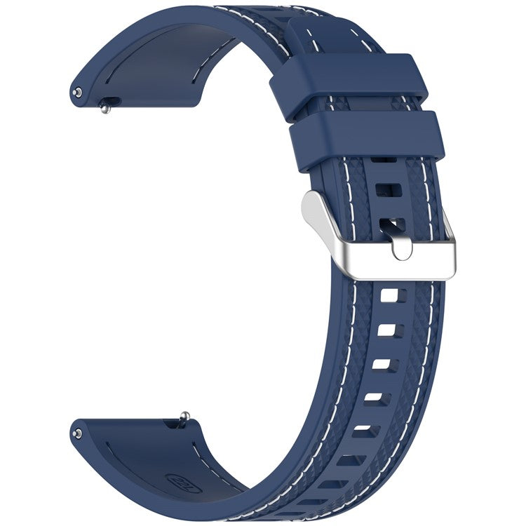 For Huawei Watch GT 5 46mm / GT 4 46mm Silicone Watch Band Stitched Design 22mm Width Wrist Strap - Dark Blue
