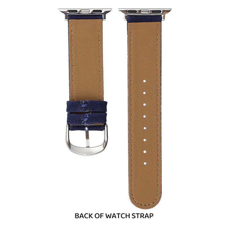 Denim Watch Band for Apple Watch Series 10 Ultra 9 8 7 SE 6 5 4 3 2 1 46mm 49mm 45mm 44mm 42mm Embroidered Dog Star Strap - Dark Blue