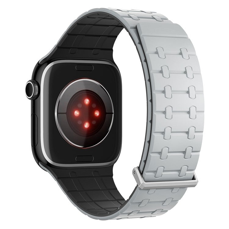 Magnetic Watch Band for Apple Watch Series 10 Ultra 9 8 7 SE 6 5 4 3 2 1 46mm 49mm 45mm 44mm 42mm Replacement Silicone Strap - Light Grey+Black
