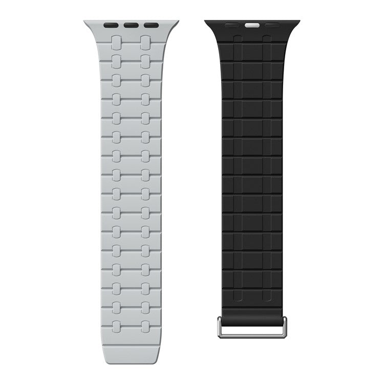 Magnetic Watch Band for Apple Watch Series 10 Ultra 9 8 7 SE 6 5 4 3 2 1 46mm 49mm 45mm 44mm 42mm Replacement Silicone Strap - Light Grey+Black