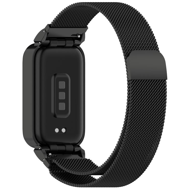 For Xiaomi Smart Band 9 Active / Redmi Band 3 Magnetic Strap with Integrated Metal Frame - Black