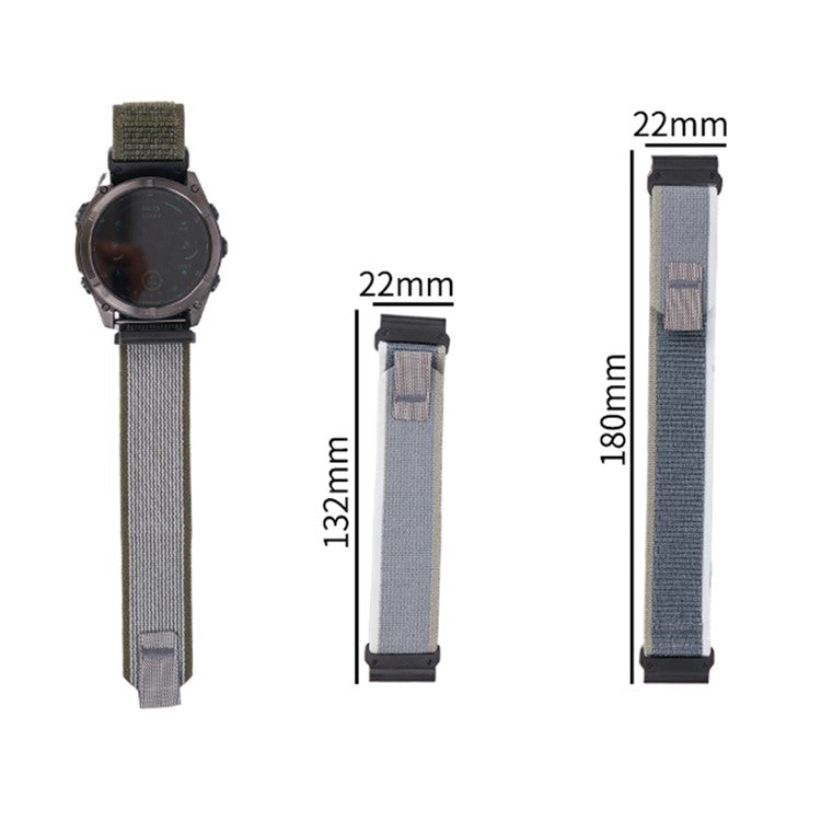 For Garmin Fenix 8 47mm / Fenix E 47mm Quick Release Nylon Loop Magic Tape Watch Band 22mm Universal Strap - Black