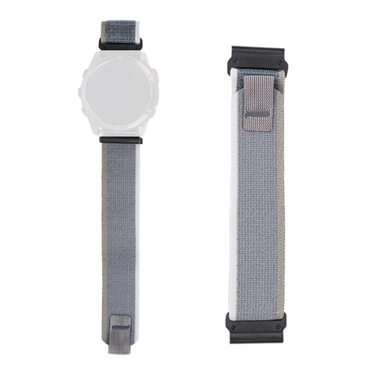 Nylon Strap for Garmin Fenix 8 51mm / Enduro 3 / Enduro 2 Magic Tape Loop 26mm Universal Watch Band - White+Green