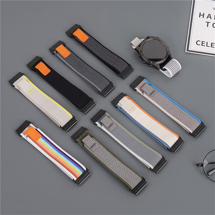 Nylon Strap for Garmin Fenix 8 51mm / Enduro 3 / Enduro 2 Magic Tape Loop 26mm Universal Watch Band - White+Green