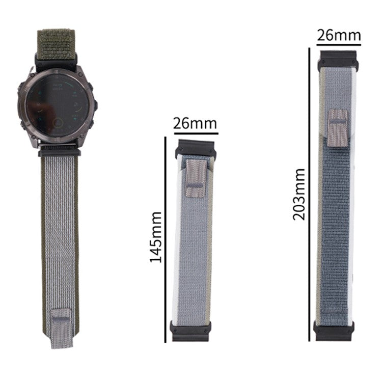 Nylon Strap for Garmin Fenix 8 51mm / Enduro 3 / Enduro 2 Magic Tape Loop 26mm Universal Watch Band - Reflective White