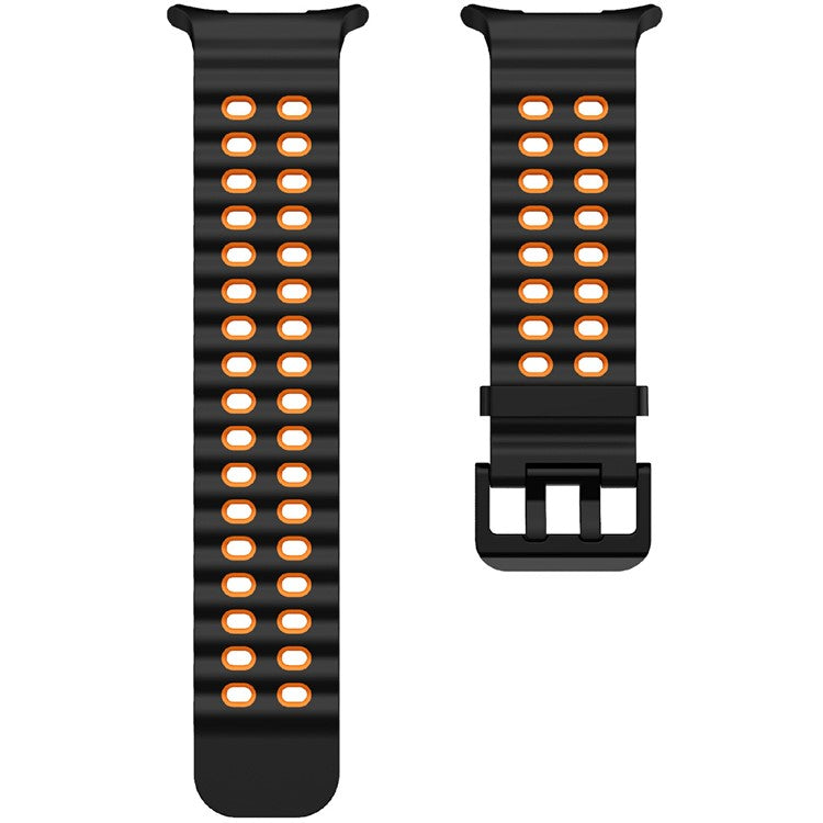 For Samsung Galaxy Watch Ultra 47mm Silicone Band Dual Color Replacement Watch Strap - Black+Orange