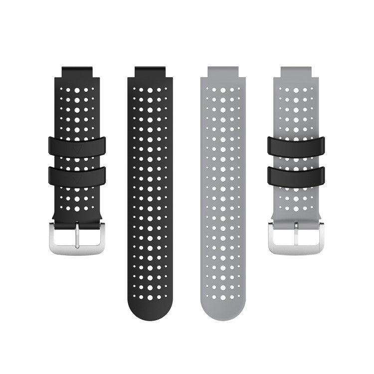 Two Color Silicone Watch Strap Bracelet Wristband Replacement for Garmin Forerunner 735XT 620 630 220 230 235 - Black / Grey