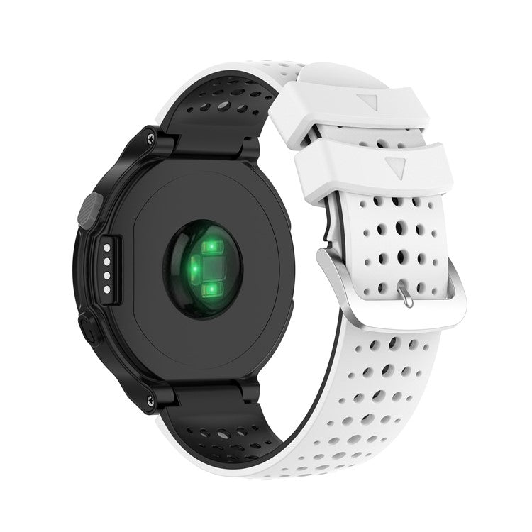 Two Color Silicone Watch Strap Bracelet Wristband Replacement for Garmin Forerunner 735XT 620 630 220 230 235 - White / Black