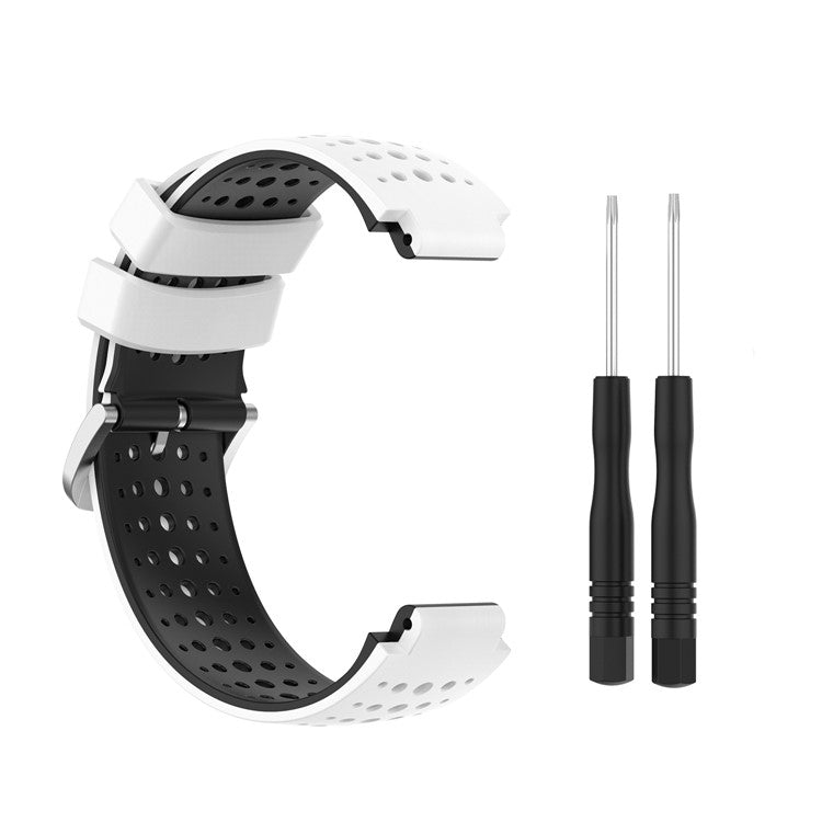 Two Color Silicone Watch Strap Bracelet Wristband Replacement for Garmin Forerunner 735XT 620 630 220 230 235 - White / Black