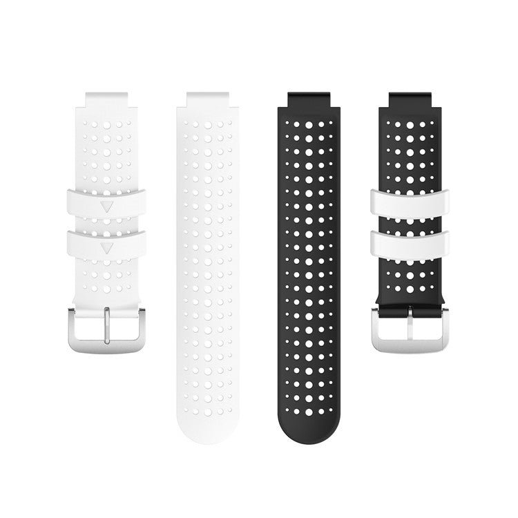 Two Color Silicone Watch Strap Bracelet Wristband Replacement for Garmin Forerunner 735XT 620 630 220 230 235 - White / Black