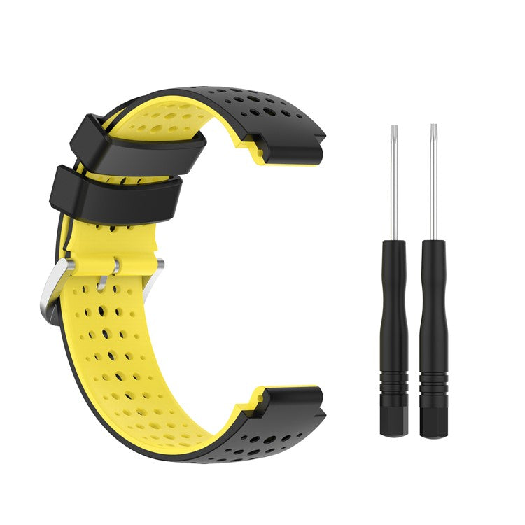 Two Color Silicone Watch Strap Bracelet Wristband Replacement for Garmin Forerunner 735XT 620 630 220 230 235 - Black / Yellow