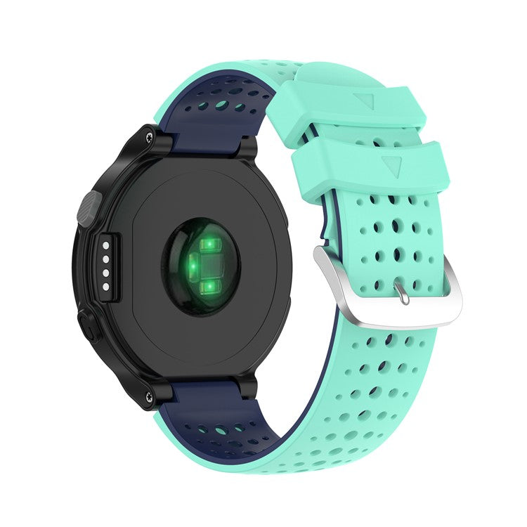 Two Color Silicone Watch Strap Bracelet Wristband Replacement for Garmin Forerunner 735XT 620 630 220 230 235 - Cyan / Dark Blue
