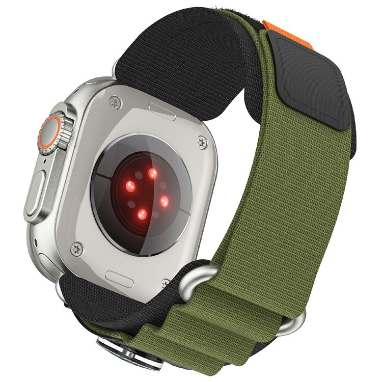 KALEBOL Nylon Watch Strap for Apple Watch Series 10 Ultra 9 8 7 SE 6 5 4 3 2 1 46mm 49mm 45mm 44mm 42mm Wrist Band with Compass - Black+Army Green