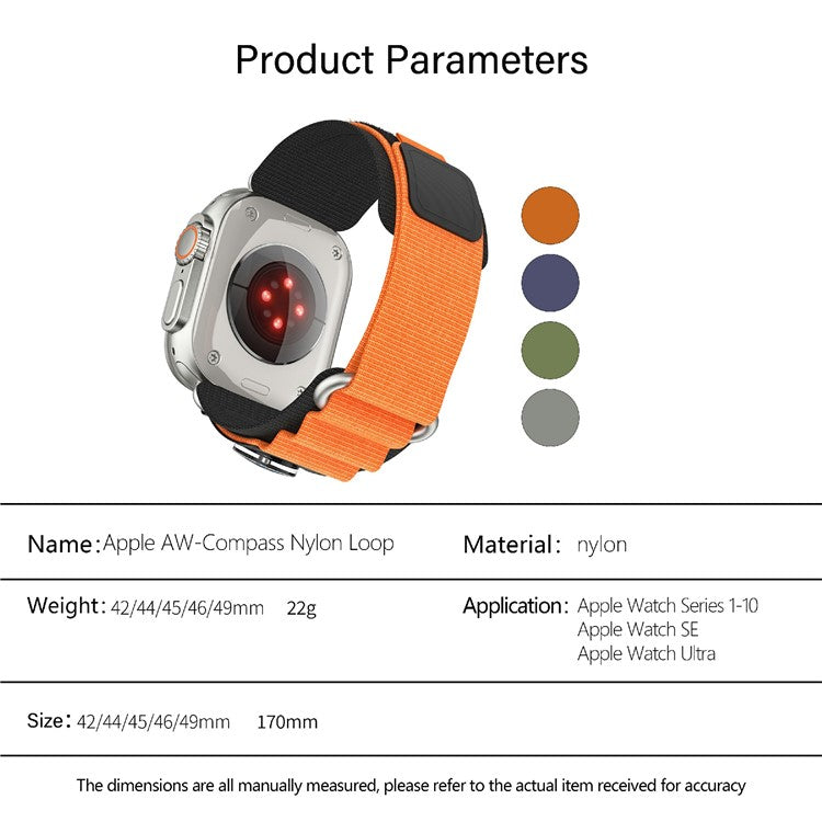 KALEBOL Nylon Watch Strap for Apple Watch Series 10 Ultra 9 8 7 SE 6 5 4 3 2 1 46mm 49mm 45mm 44mm 42mm Wrist Band with Compass - Black+Army Green