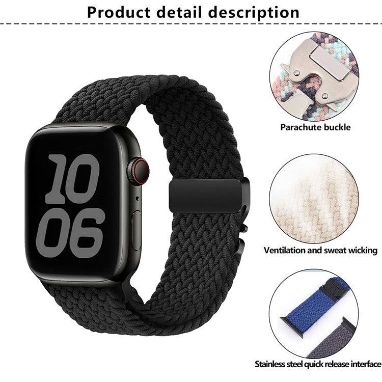 KALEBOL Nylon Strap for Apple Watch Series 10 Ultra 9 8 7 SE 6 5 4 3 2 1 46mm 49mm 45mm 44mm 42mm Parachute Buckle Watch Band - Space Grey