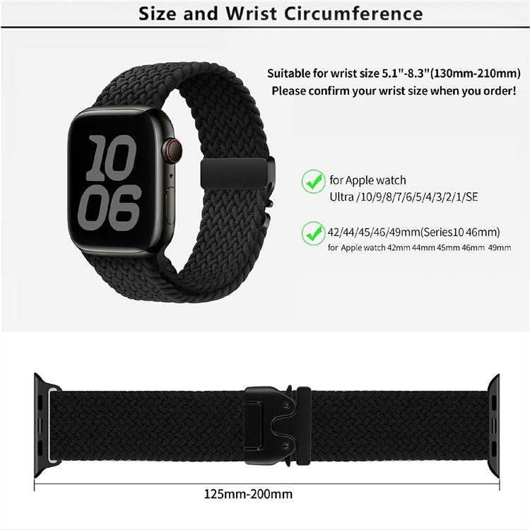 KALEBOL Nylon Strap for Apple Watch Series 10 Ultra 9 8 7 SE 6 5 4 3 2 1 46mm 49mm 45mm 44mm 42mm Parachute Buckle Watch Band - Space Grey