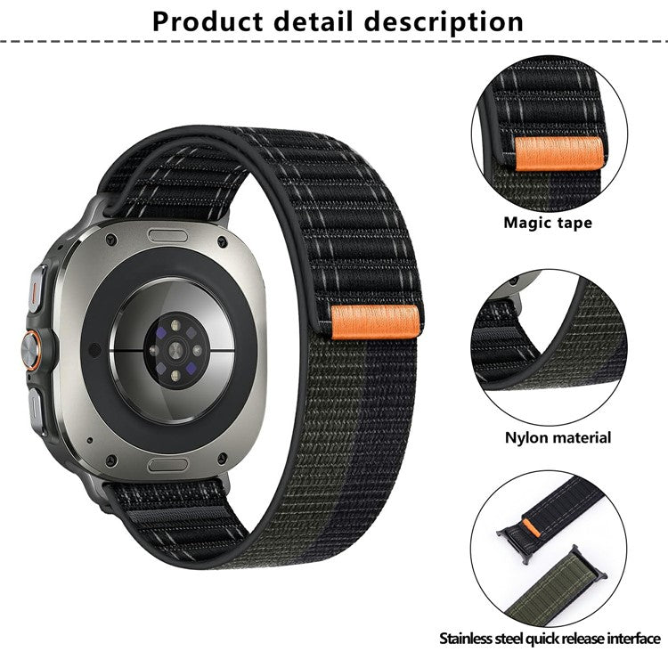 KALEBOL For Samsung Galaxy Watch Ultra 47mm Nylon Watch Strap Magic Tape Wave Wrist Band - Dark Blue