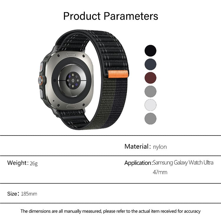 KALEBOL For Samsung Galaxy Watch Ultra 47mm Nylon Watch Strap Magic Tape Wave Wrist Band - Dark Blue