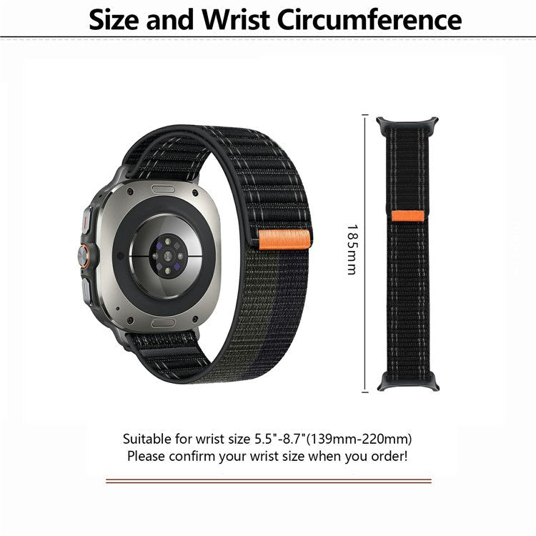 KALEBOL For Samsung Galaxy Watch Ultra 47mm Nylon Watch Strap Magic Tape Wave Wrist Band - Dark Blue