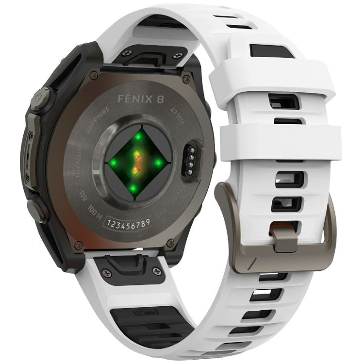 KALEBOL 26mm Dual Color Watch Strap for Garmin Fenix 7X Pro / 7X / 6X Pro / 6X Silicone Wrist Band - White+Black