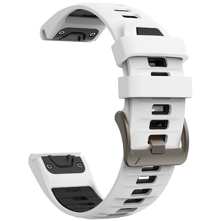 KALEBOL 26mm Dual Color Watch Strap for Garmin Fenix 7X Pro / 7X / 6X Pro / 6X Silicone Wrist Band - White+Black