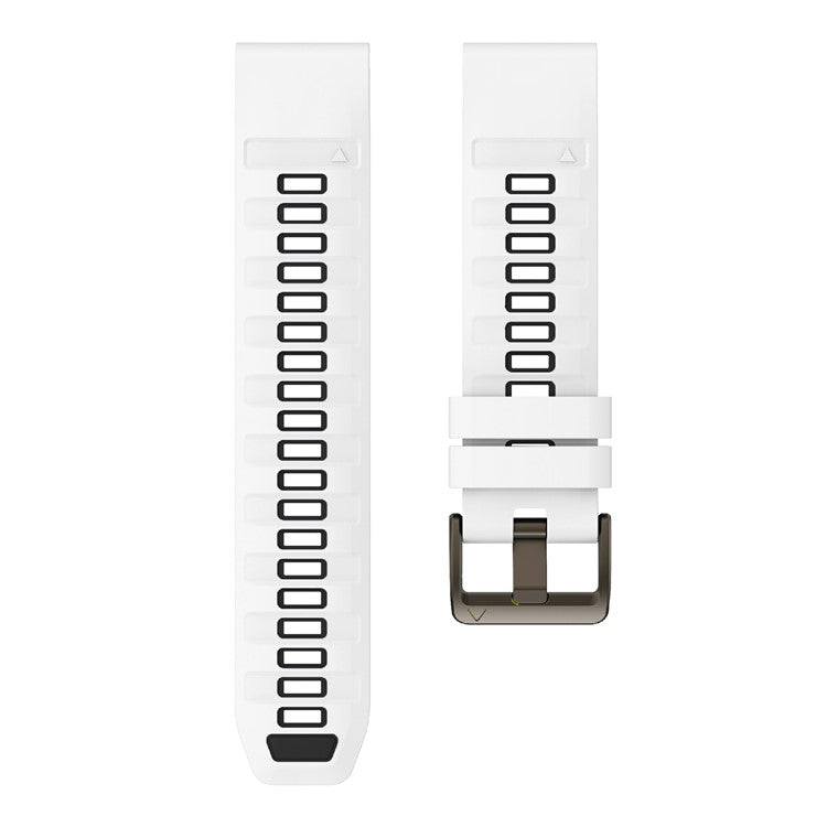 KALEBOL 26mm Dual Color Watch Strap for Garmin Fenix 7X Pro / 7X / 6X Pro / 6X Silicone Wrist Band - White+Black