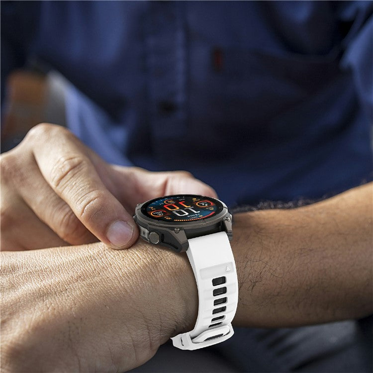 KALEBOL 26mm Dual Color Watch Strap for Garmin Fenix 7X Pro / 7X / 6X Pro / 6X Silicone Wrist Band - White+Black