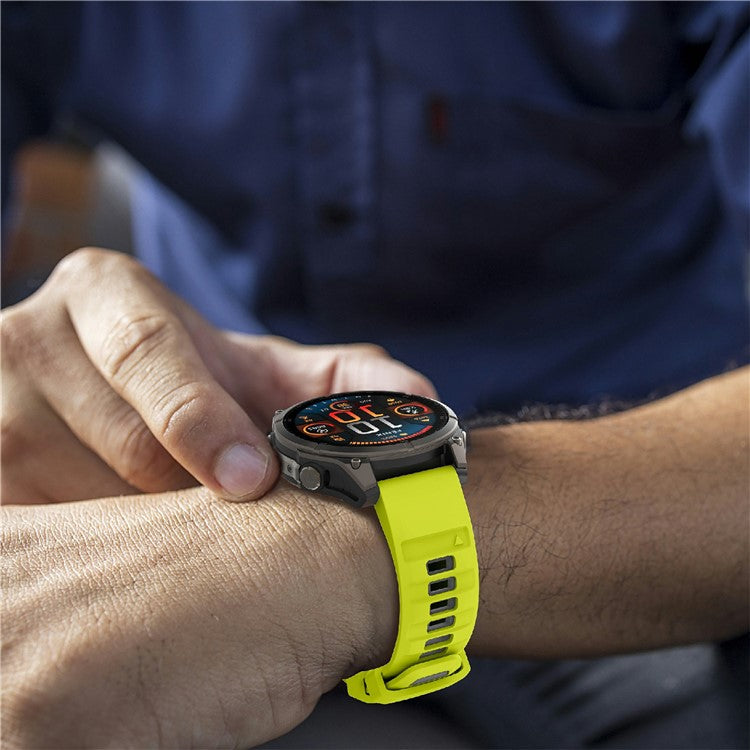 KALEBOL 26mm Dual Color Watch Strap for Garmin Fenix 7X Pro / 7X / 6X Pro / 6X Silicone Wrist Band - Lime+Grey