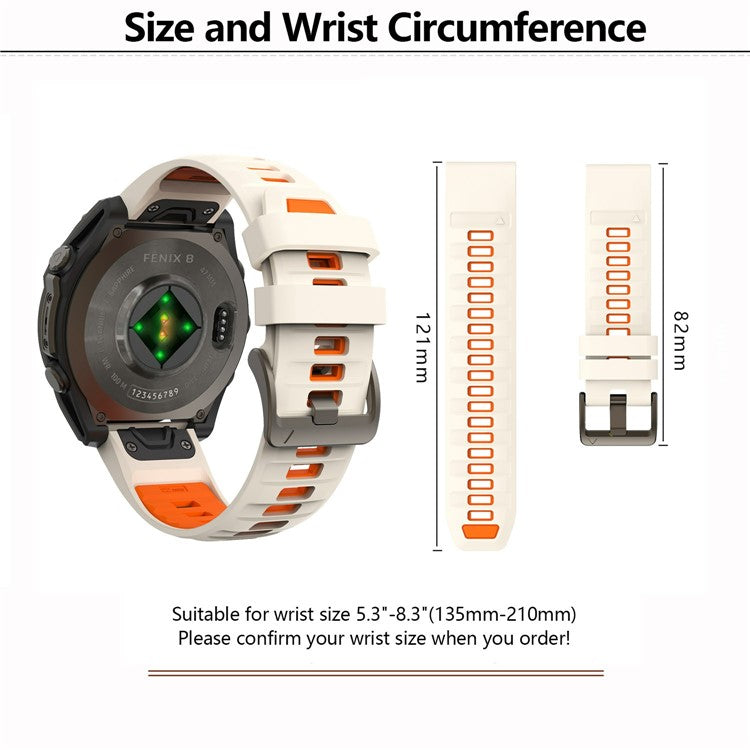 KALEBOL 26mm Dual Color Watch Strap for Garmin Fenix 7X Pro / 7X / 6X Pro / 6X Silicone Wrist Band - Lime+Grey