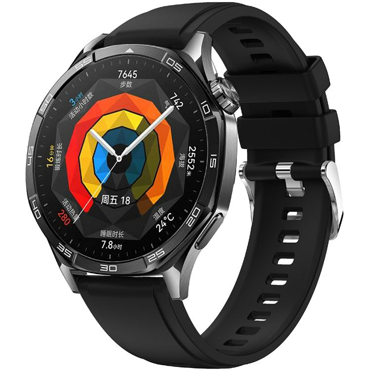 KALEBOL 22mm Silicone Watch Strap for Samsung Galaxy Watch3 45mm / Huawei Watch GT 5 46mm / GT 5 Pro 46mm Wrist Band - Black