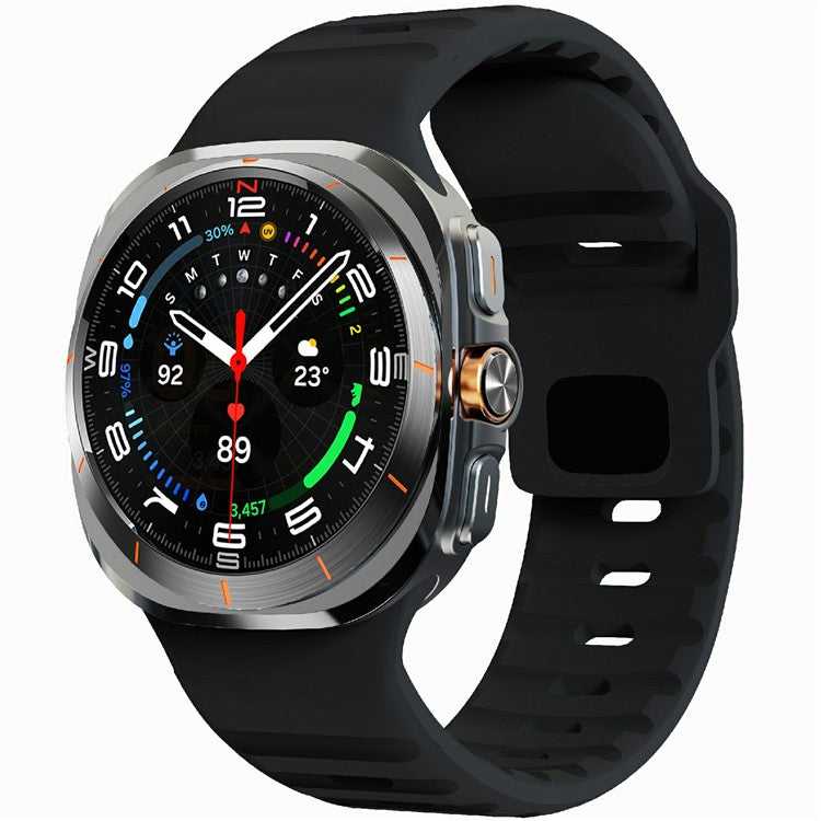 KALEBOL For Samsung Galaxy Watch Ultra 47mm Silicone Watch Band Wave Sport Wrist Strap - Black