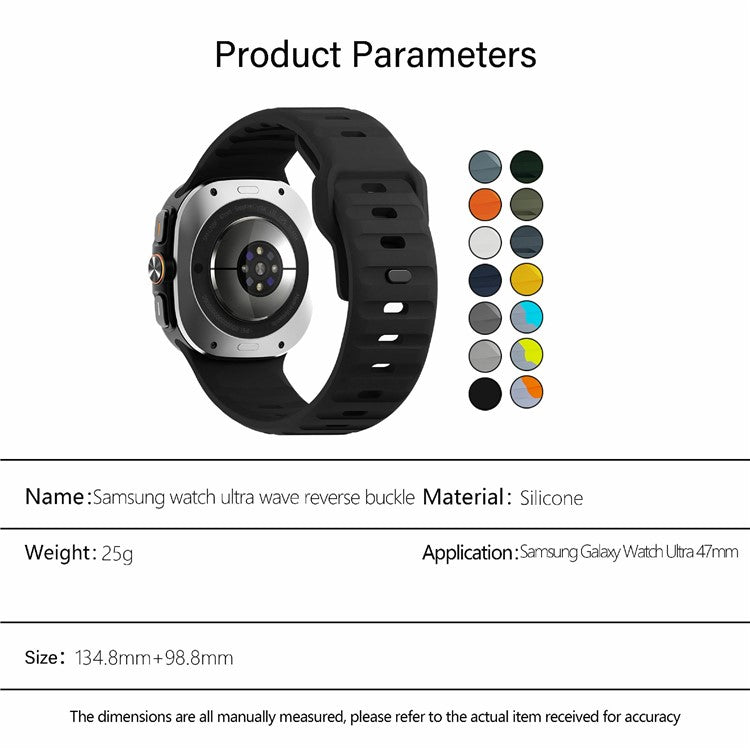 KALEBOL For Samsung Galaxy Watch Ultra 47mm Silicone Watch Band Wave Sport Wrist Strap - Black