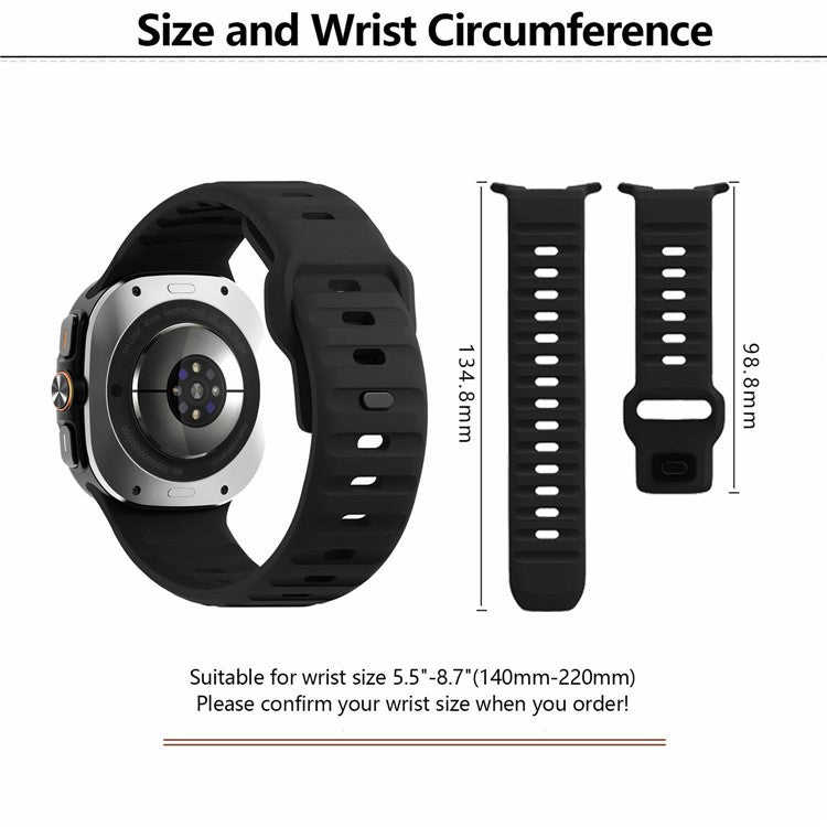 KALEBOL For Samsung Galaxy Watch Ultra 47mm Silicone Watch Band Wave Sport Wrist Strap - Black