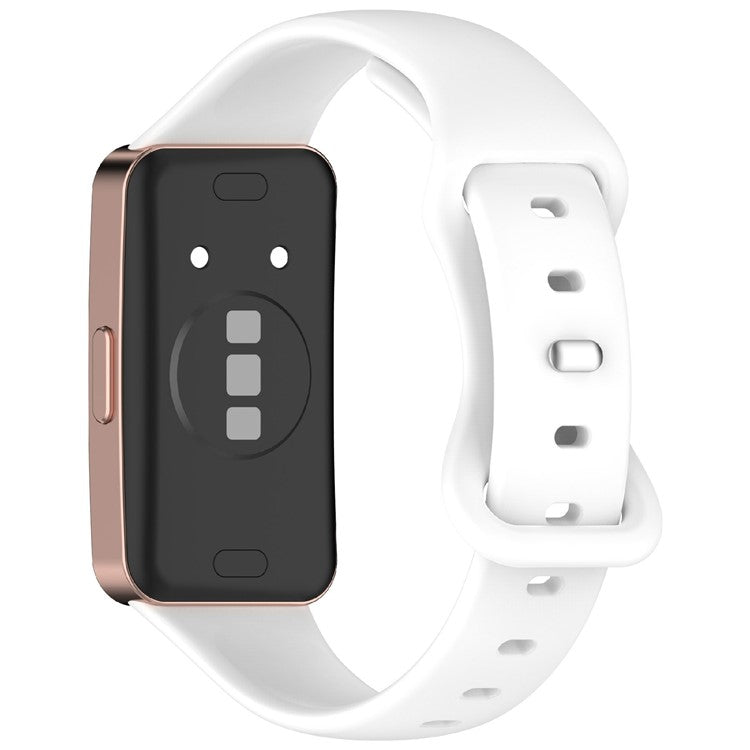 KALEBOL Silicone Watch Strap for Huawei Band 9 / 9 NFC / 8 / 8 NFC Tail Reverse Buckle Wrist Band - White