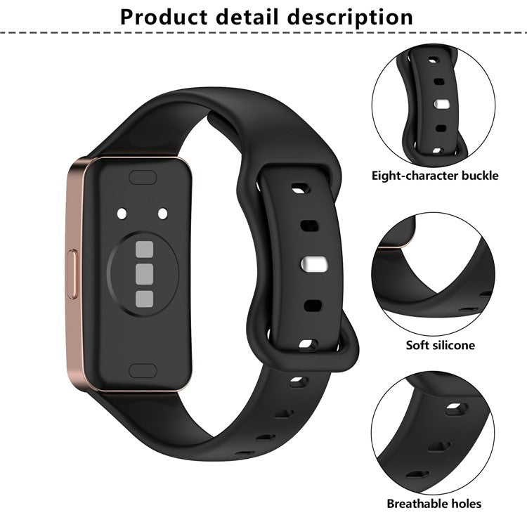 KALEBOL Silicone Watch Strap for Huawei Band 9 / 9 NFC / 8 / 8 NFC Tail Reverse Buckle Wrist Band - White