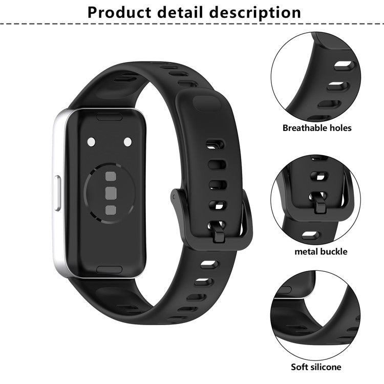KALEBOL For Huawei Band 9 / Band 8 Silicone Watch Strap Replacement Breathable Sport Band - Starlight