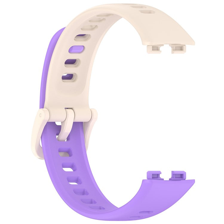KALEBOL For Huawei Band 9 / Band 8 Silicone Watch Strap Replacement Breathable Sport Band - Long Purple + Short Starlight