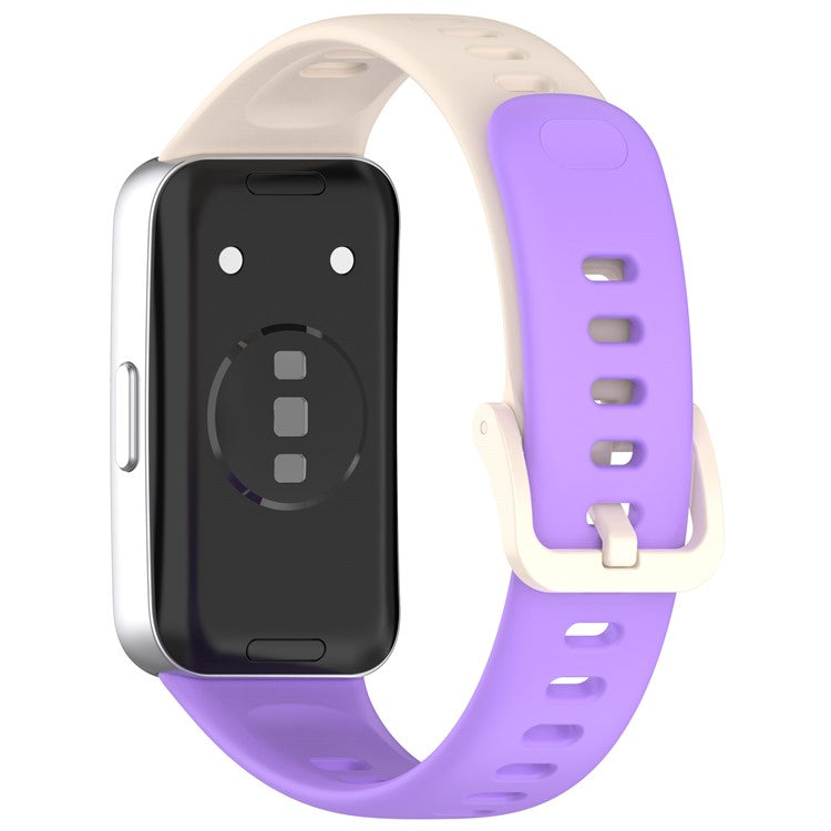 KALEBOL For Huawei Band 9 / Band 8 Silicone Watch Strap Replacement Breathable Sport Band - Long Purple + Short Starlight