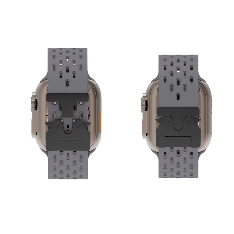 KALEBOL Watch Strap For Apple Watch Series 10 Ultra 9 8 7 SE 6 5 4 3 2 1 46mm 49mm 45mm 44mm 42mm Hollow Silicone Band with Black Buckle - Space Grey