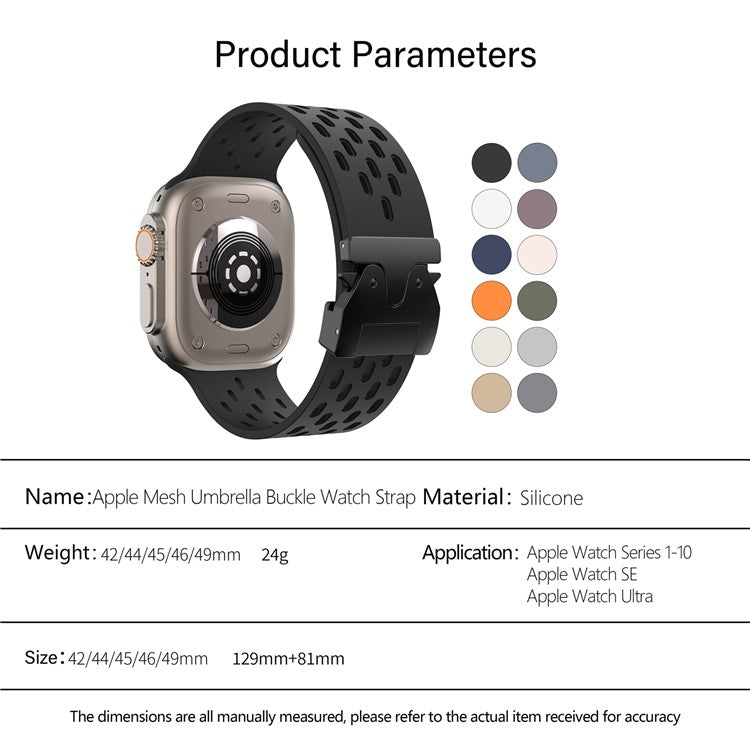 KALEBOL Watch Strap For Apple Watch Series 10 Ultra 9 8 7 SE 6 5 4 3 2 1 46mm 49mm 45mm 44mm 42mm Hollow Silicone Band with Black Buckle - Space Grey