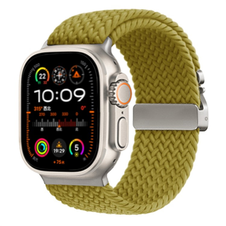 KALEBOL Nylon Braided Strap for Apple Watch Series 10 Ultra 9 8 7 SE 6 5 4 3 2 1 46mm 49mm 45mm 44mm 42mm Band with Parachute Buckle - Yellowgreen