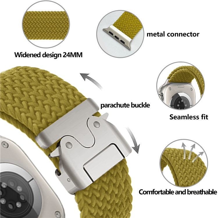 KALEBOL Nylon Braided Strap for Apple Watch Series 10 Ultra 9 8 7 SE 6 5 4 3 2 1 46mm 49mm 45mm 44mm 42mm Band with Parachute Buckle - Yellowgreen