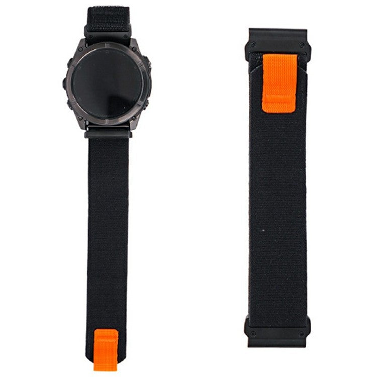 KALEBOL 22mm Watch Band For Garmin Fenix 7 / Fenix 7 Pro Magic Tape Nylon Loop Wrist Strap - Black