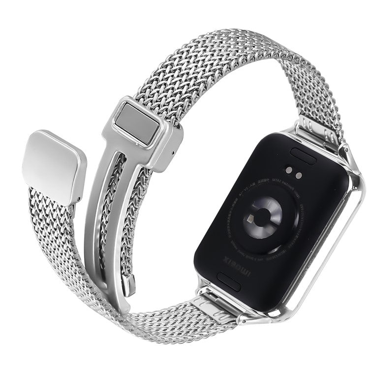 For Xiaomi Smart Band 8 Pro Watch Band Herringbone Milanese Stainless Steel Silver Wrist Strap