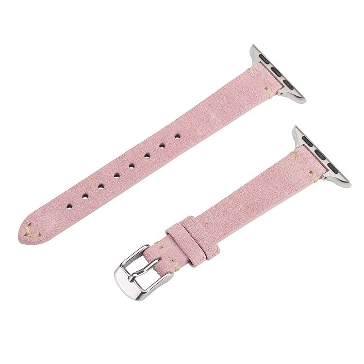 Watch Band for Apple Watch Series 10 Ultra 9 8 7 SE 6 5 4 3 2 1 46mm 49mm 45mm 44mm 42mm Genuine Cow Leather Simple Matte Strap - Pink
